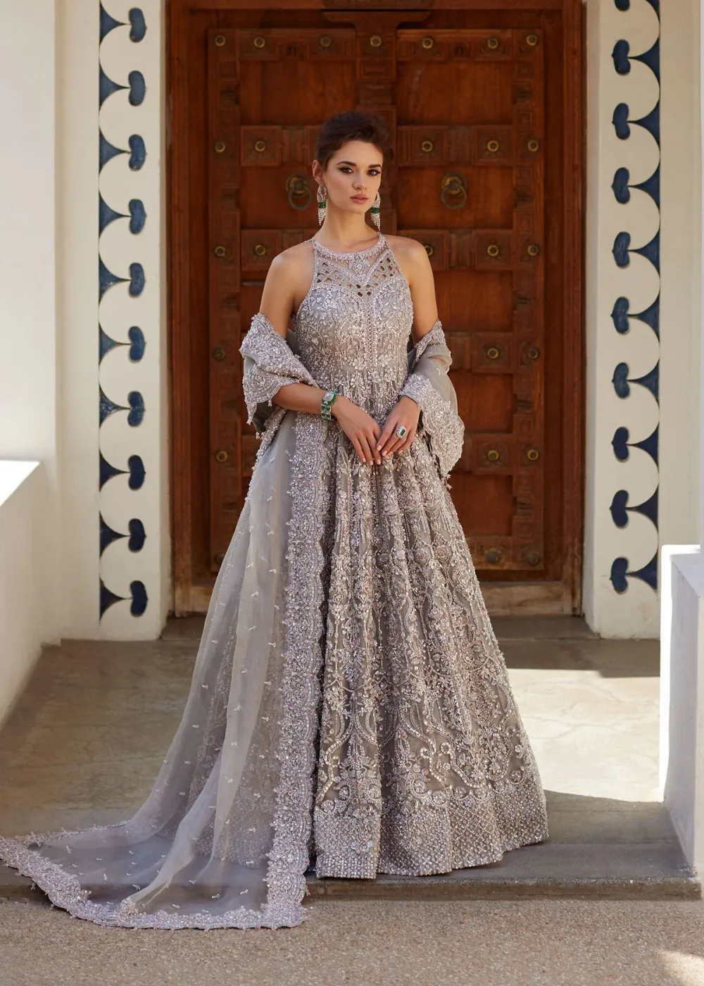 Kanwal Malik Ravina silver-grey bridal gown
